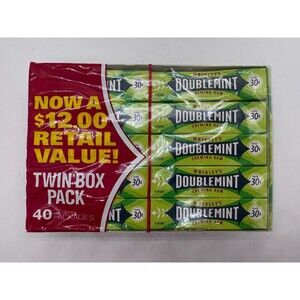 Wrigley's Doublemint Chewing Gum, Original 30 Cent Gum 5 Stick 40 Packages